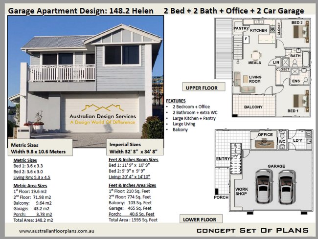 2 Bedroom+ 2 Bathroom Granny Flat Plan:95.5SBLH